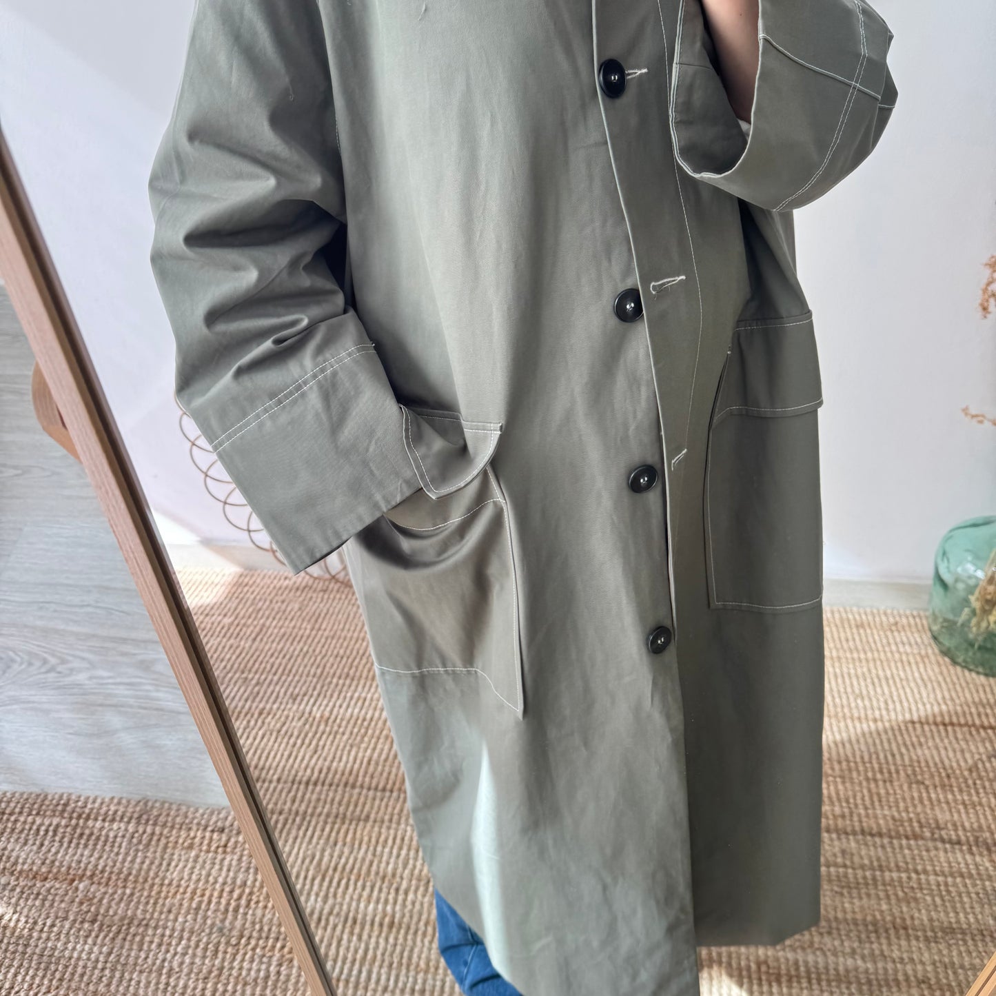 Gabardina larga caqui