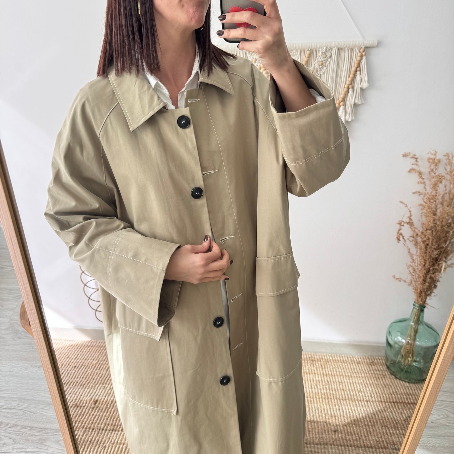 Gabardina larga taupe