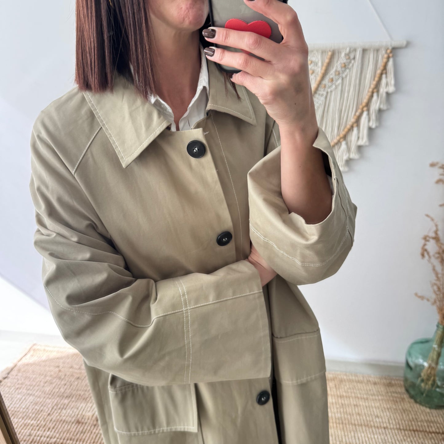 Gabardina larga taupe