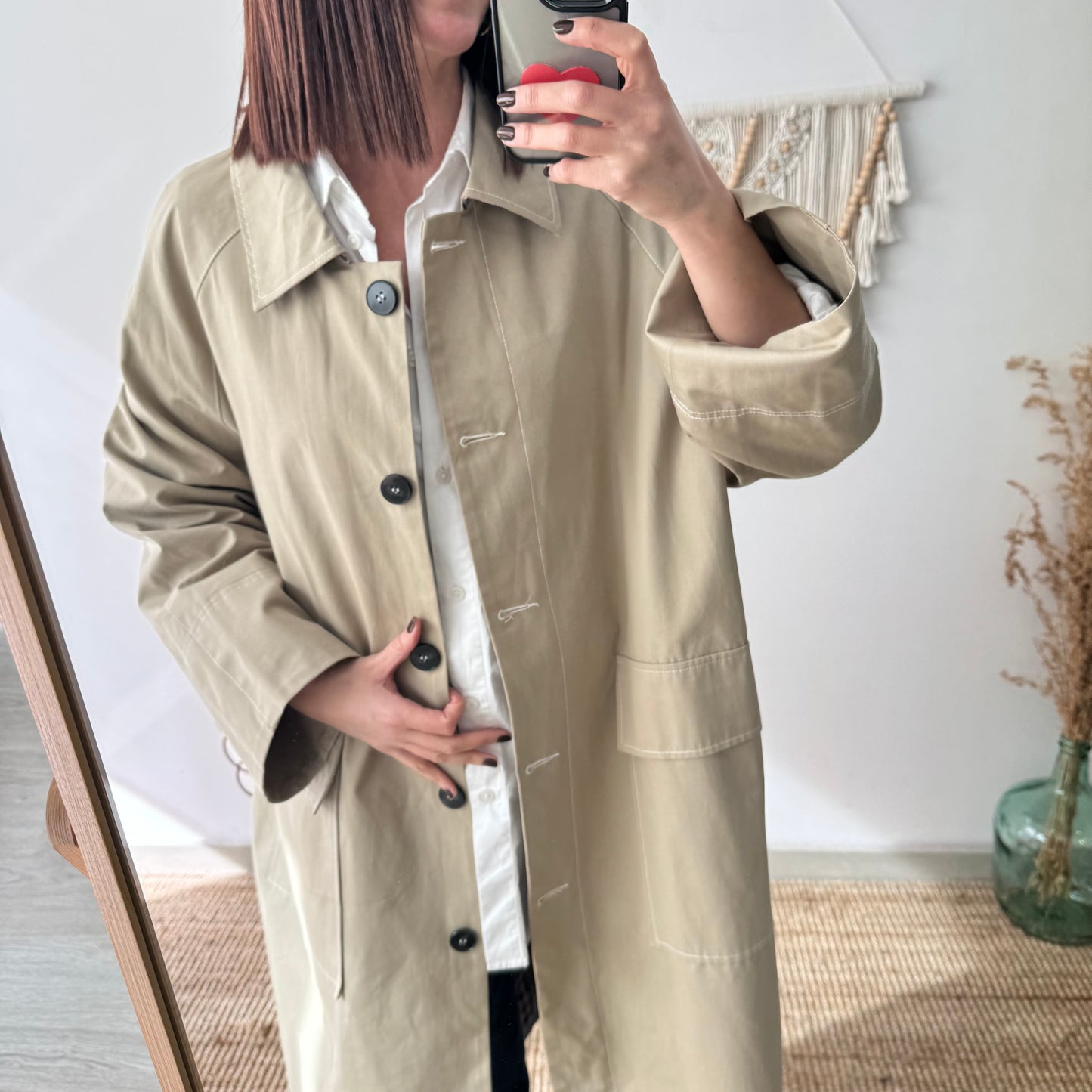 Gabardina larga taupe