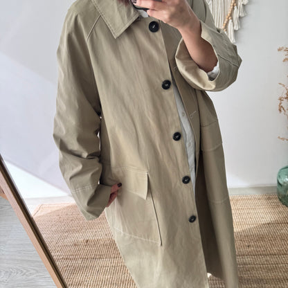 Gabardina larga taupe
