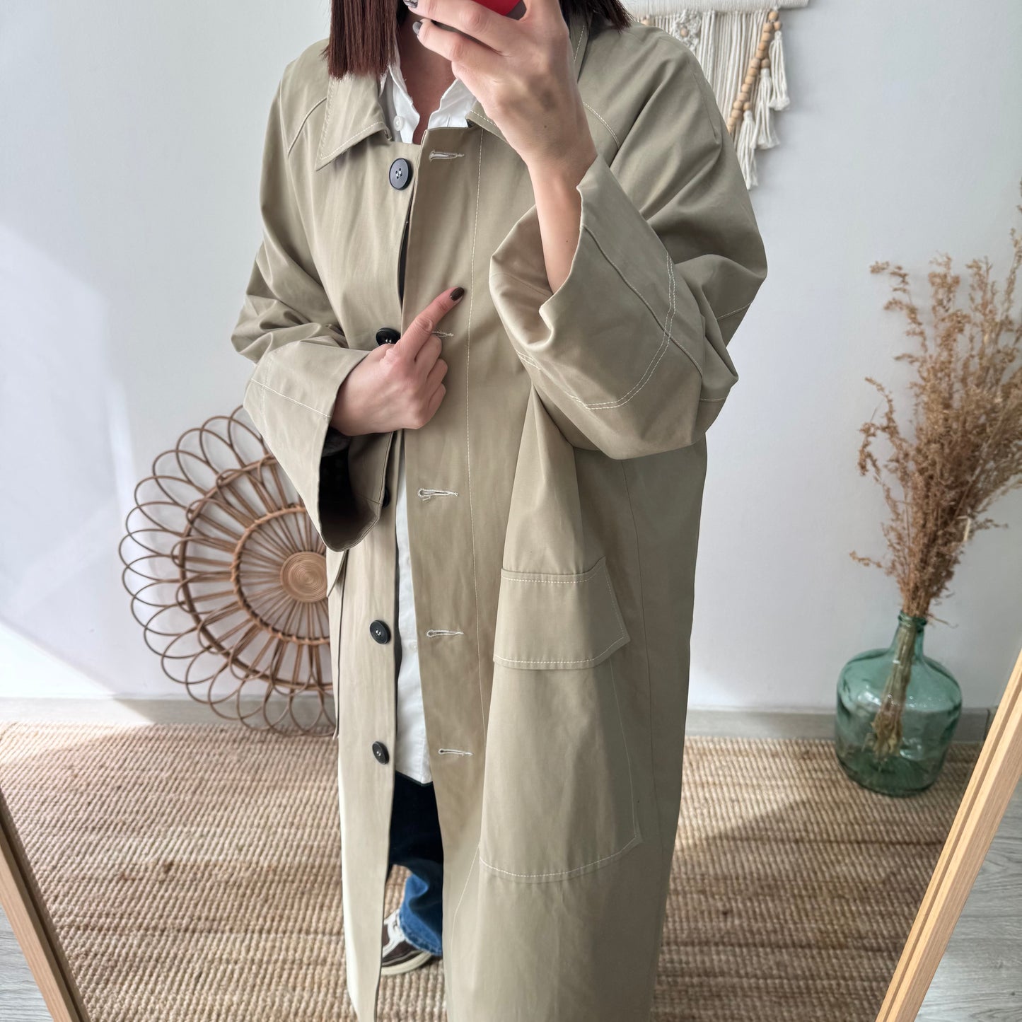 Gabardina larga taupe