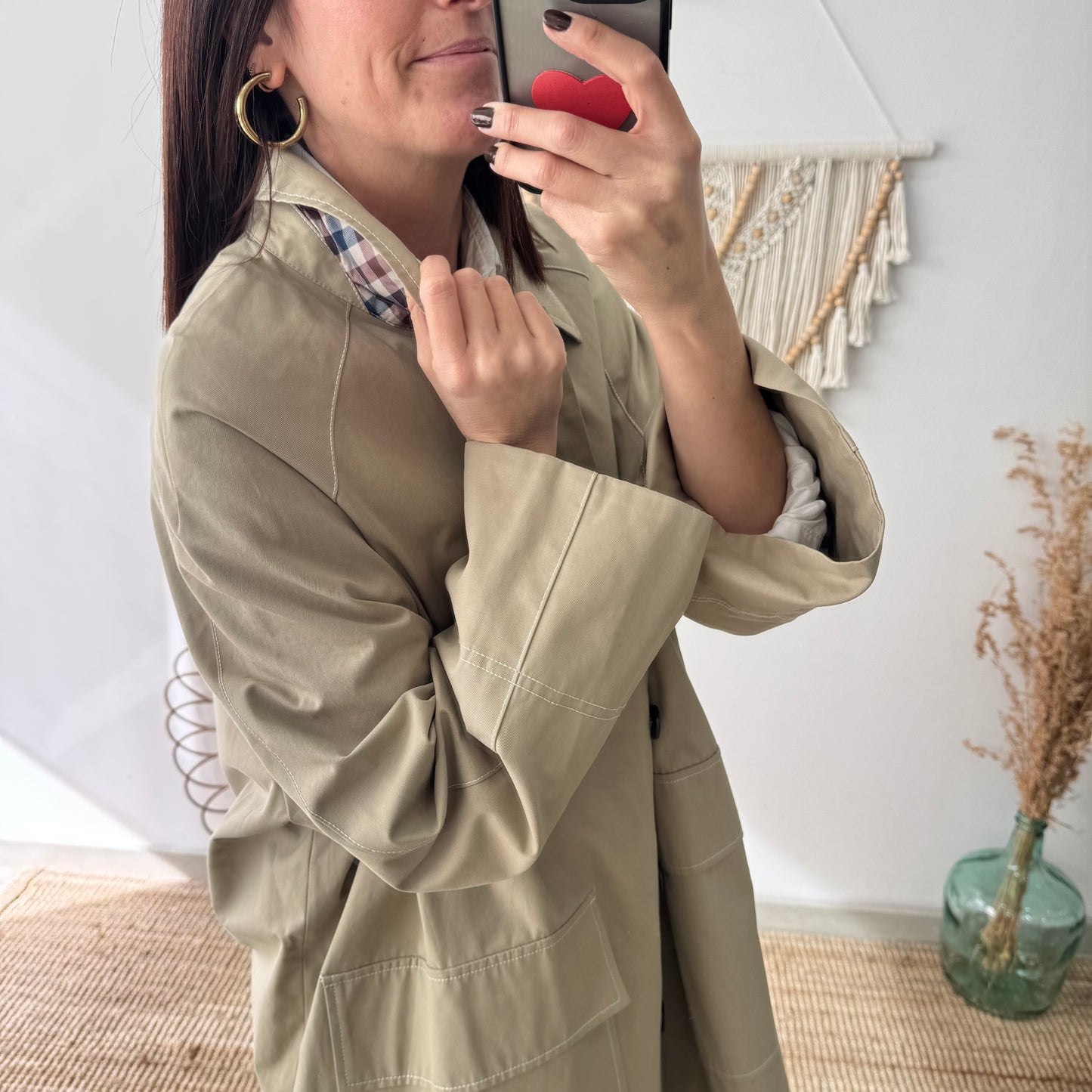 Gabardina larga taupe