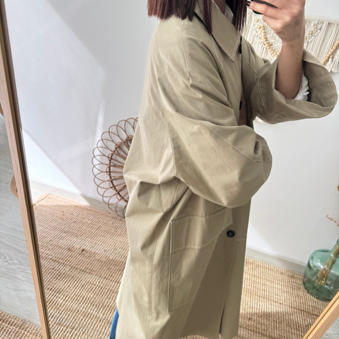 Gabardina larga taupe