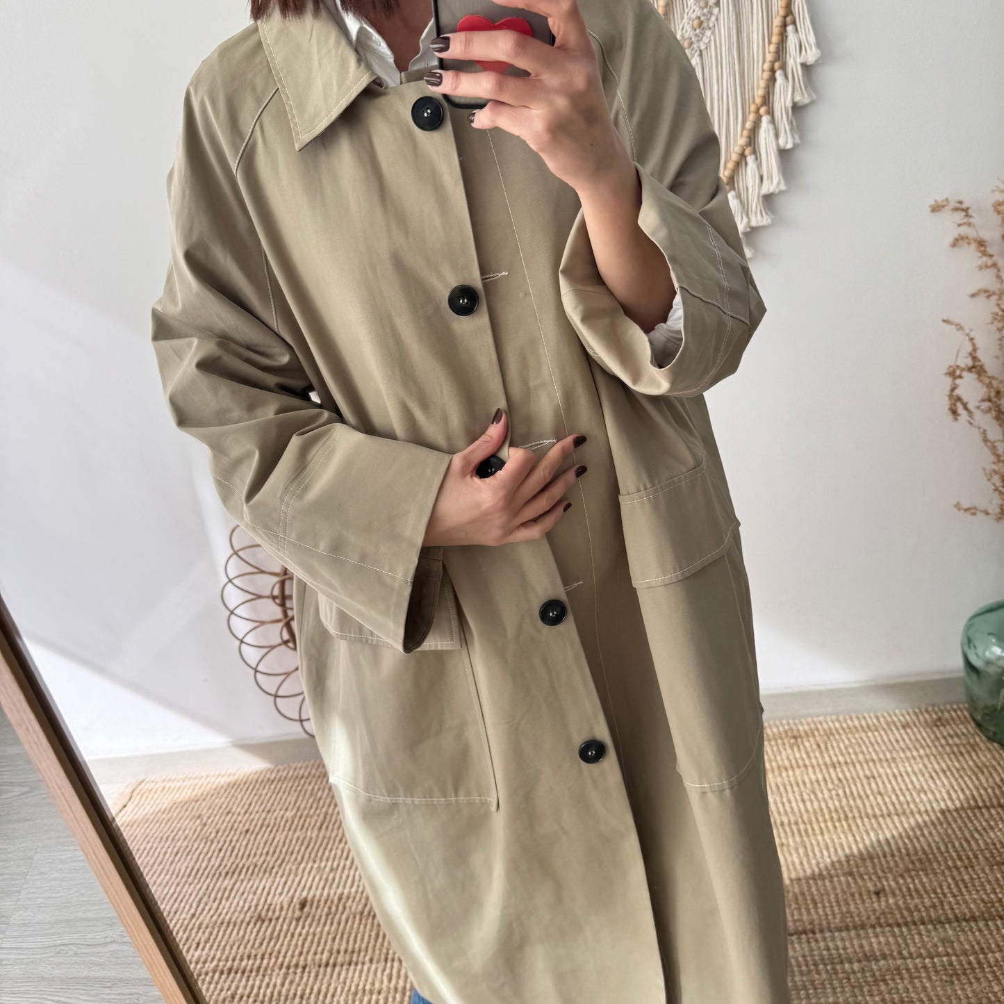 Gabardina larga taupe