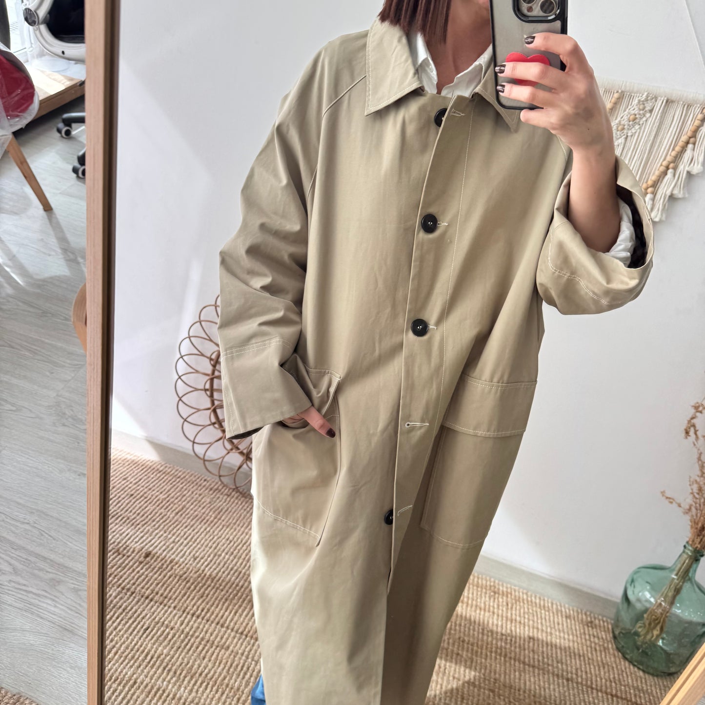 Gabardina larga taupe