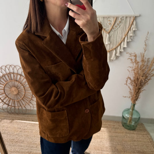 Chaqueta solapa 100% piel ante