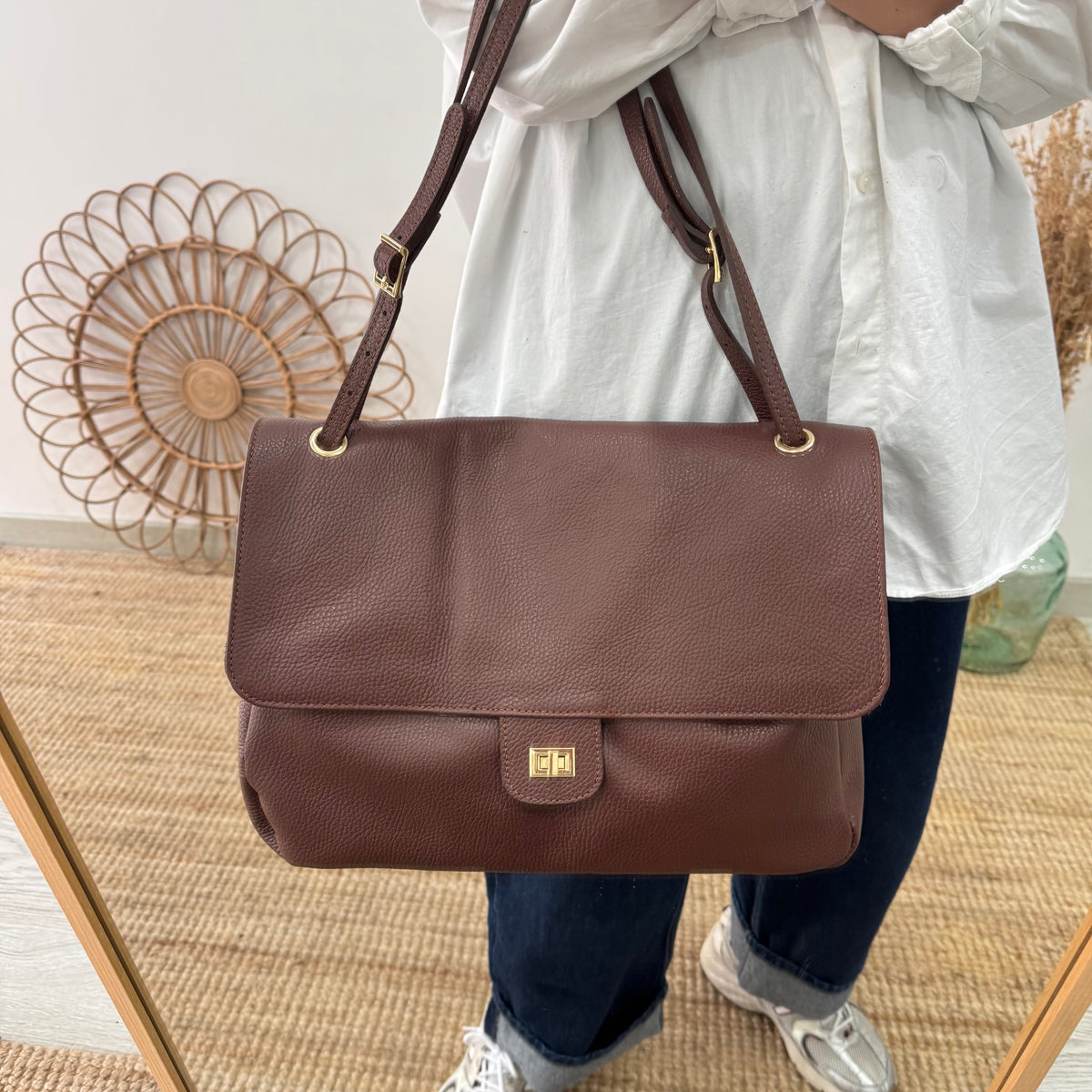 Bolso maxi solapa marrón