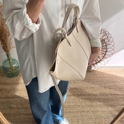 Bolso tote beige piel