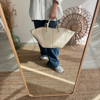 Bolso tote beige piel