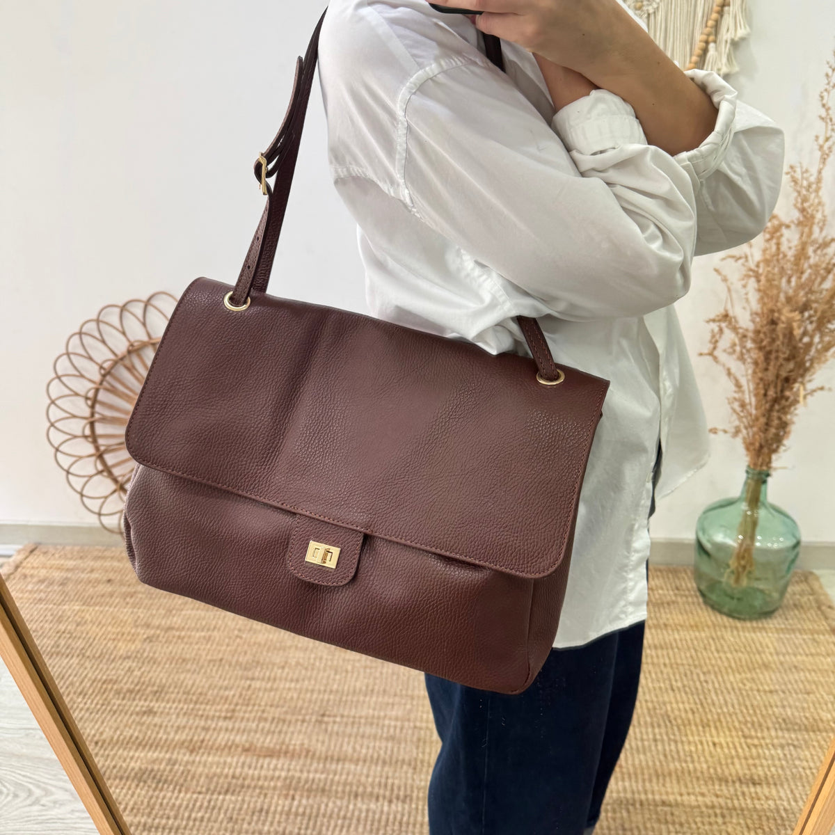 Bolso maxi solapa marrón