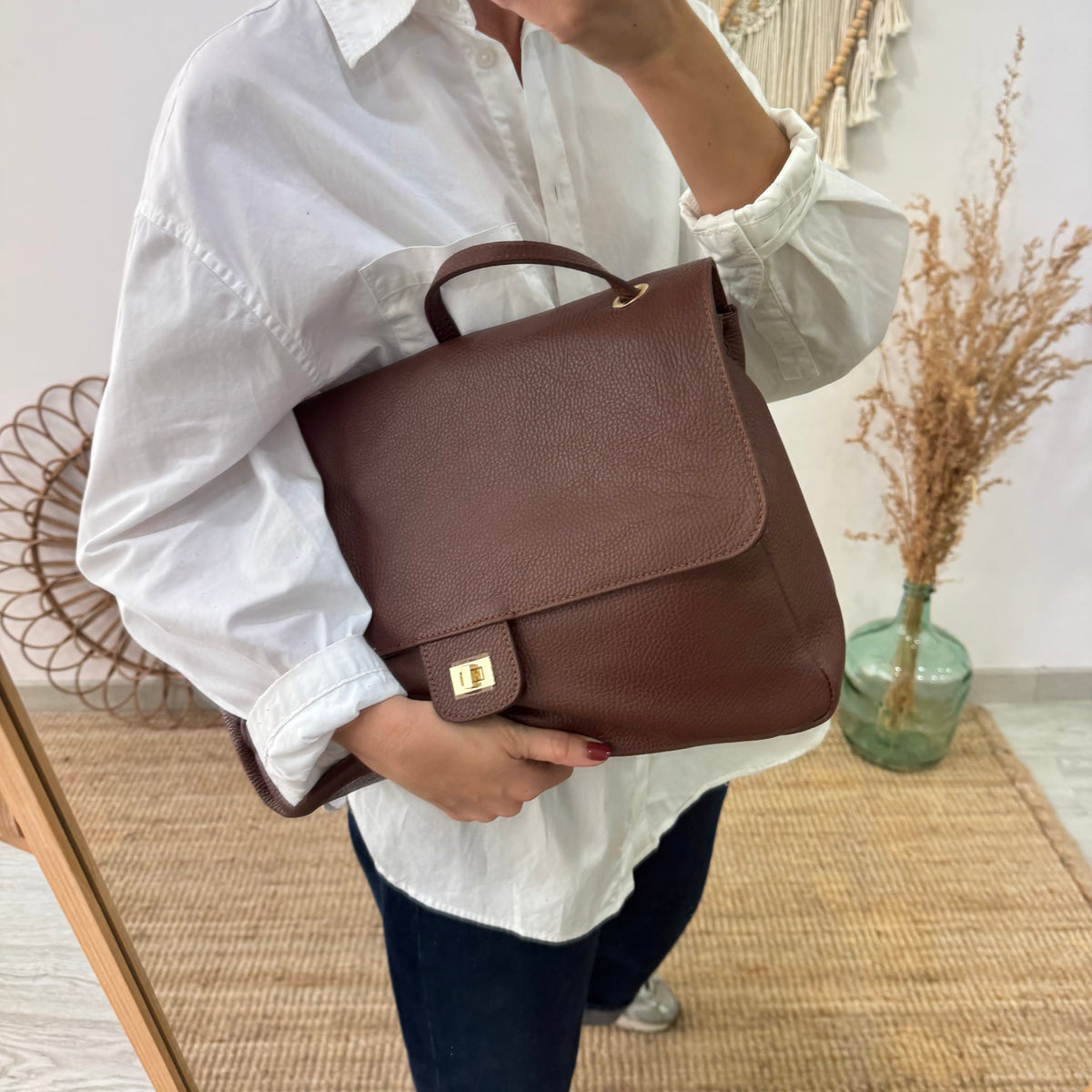 Bolso maxi solapa marrón