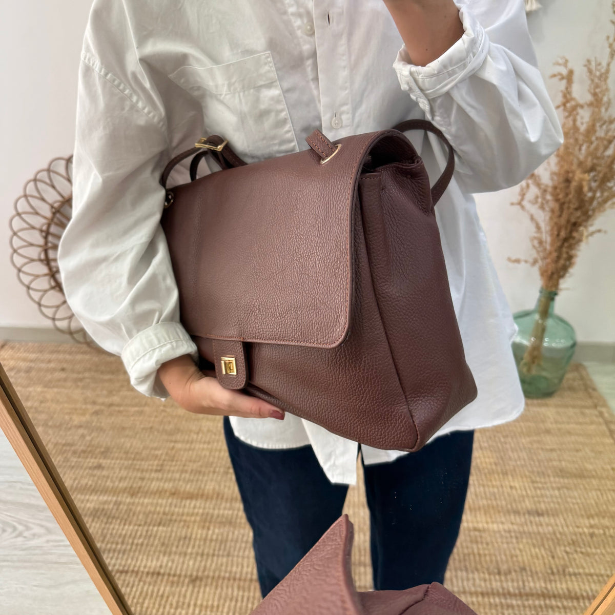 Bolso maxi solapa marrón