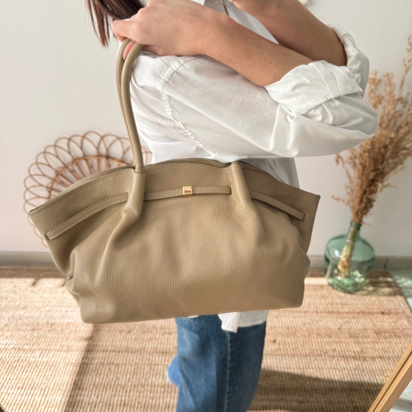 Bolso saco estructurado taupe - Bubbleshopbcn