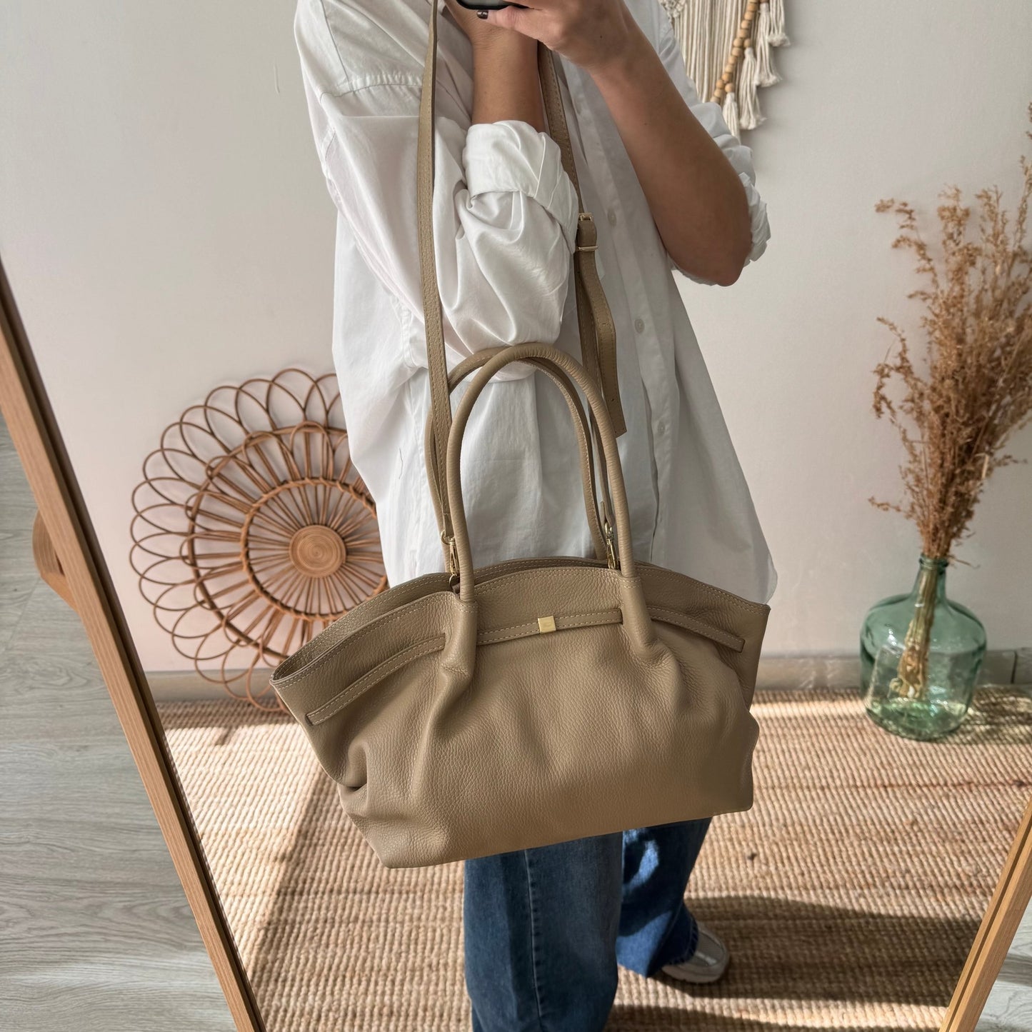 Bolso saco estructurado taupe - Bubbleshopbcn