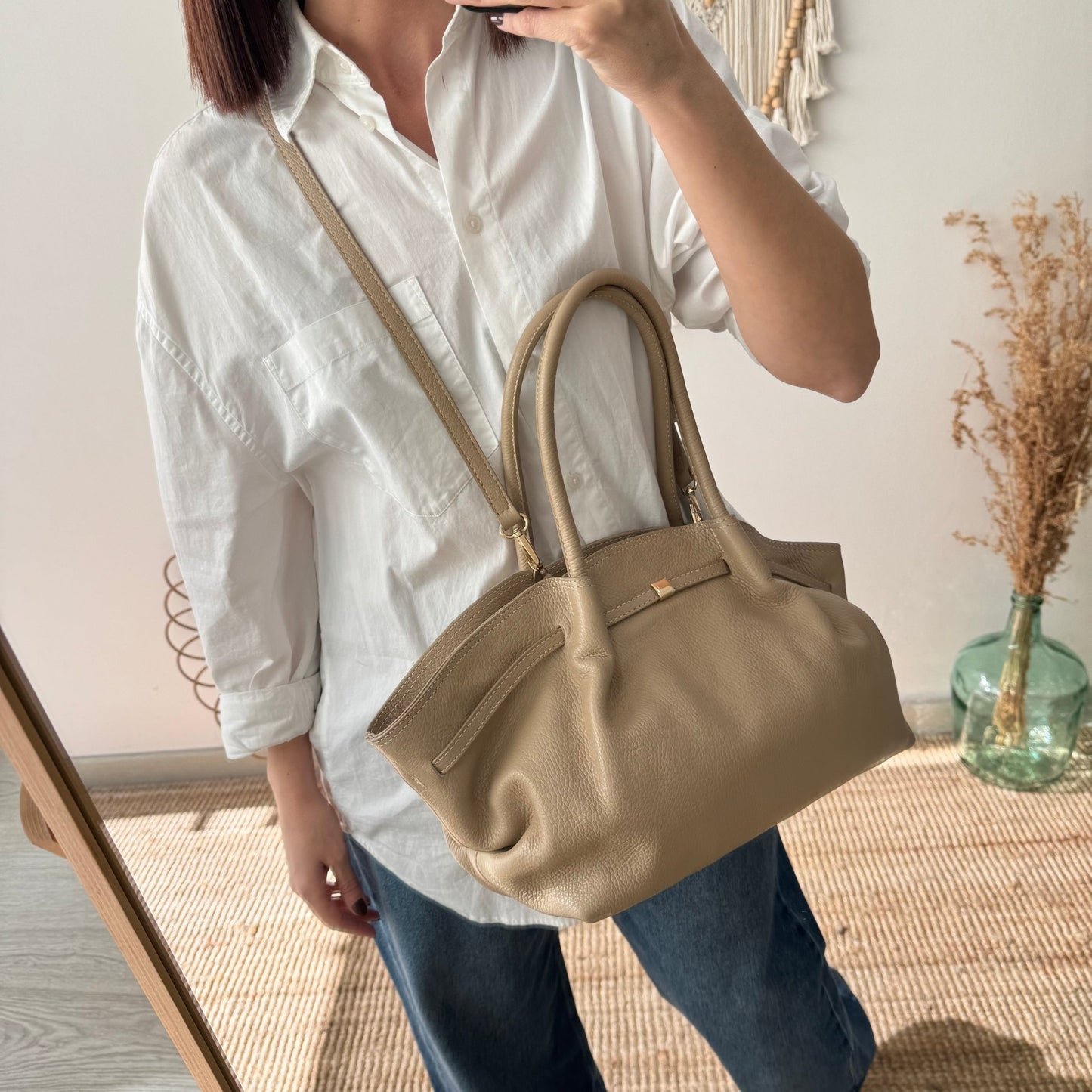Bolso saco estructurado taupe - Bubbleshopbcn