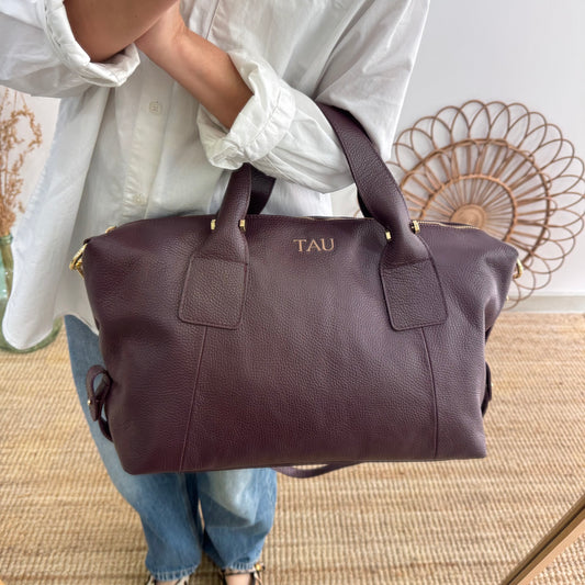 Bolso Bowling de piel granate