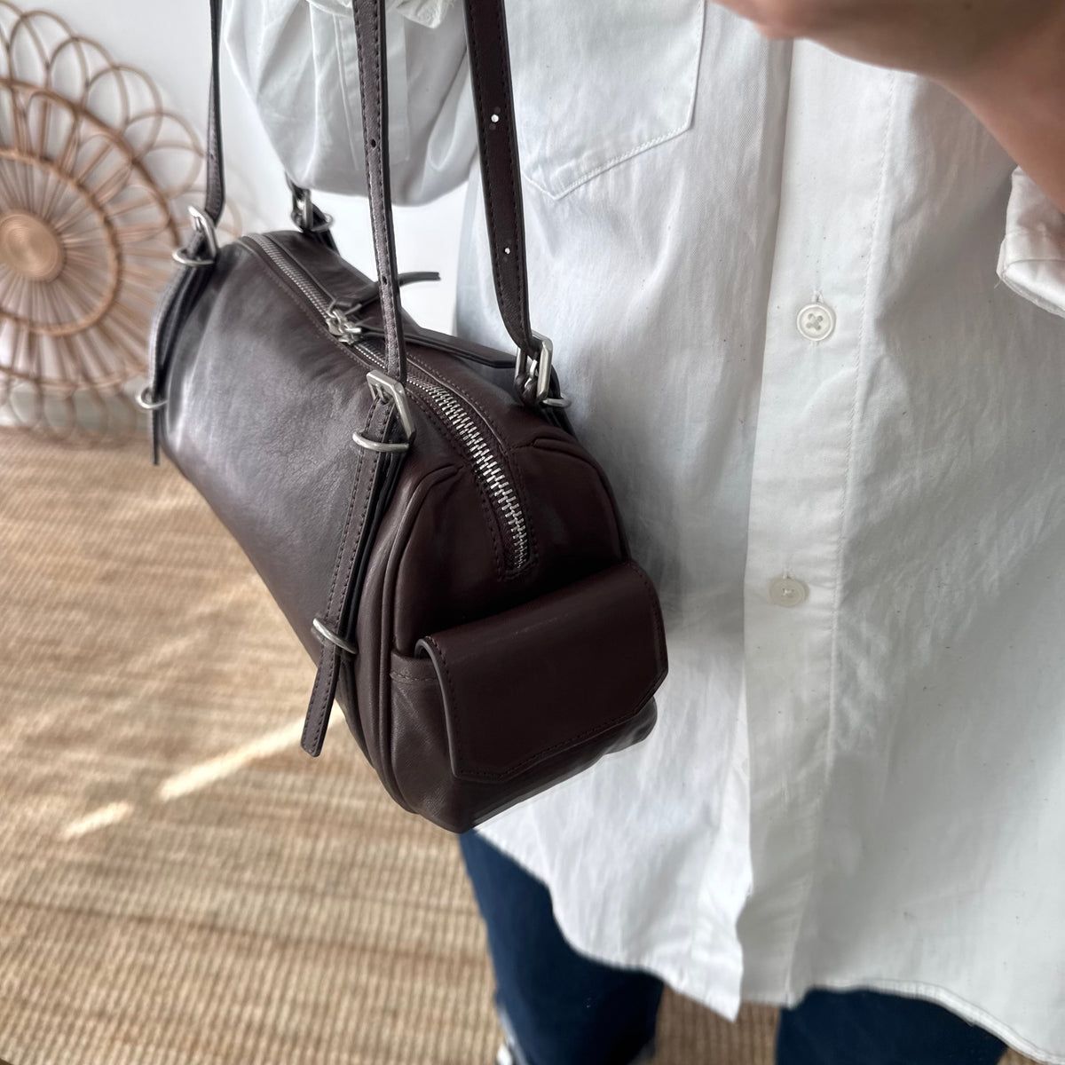 Bolso barrel bolsillos marrón