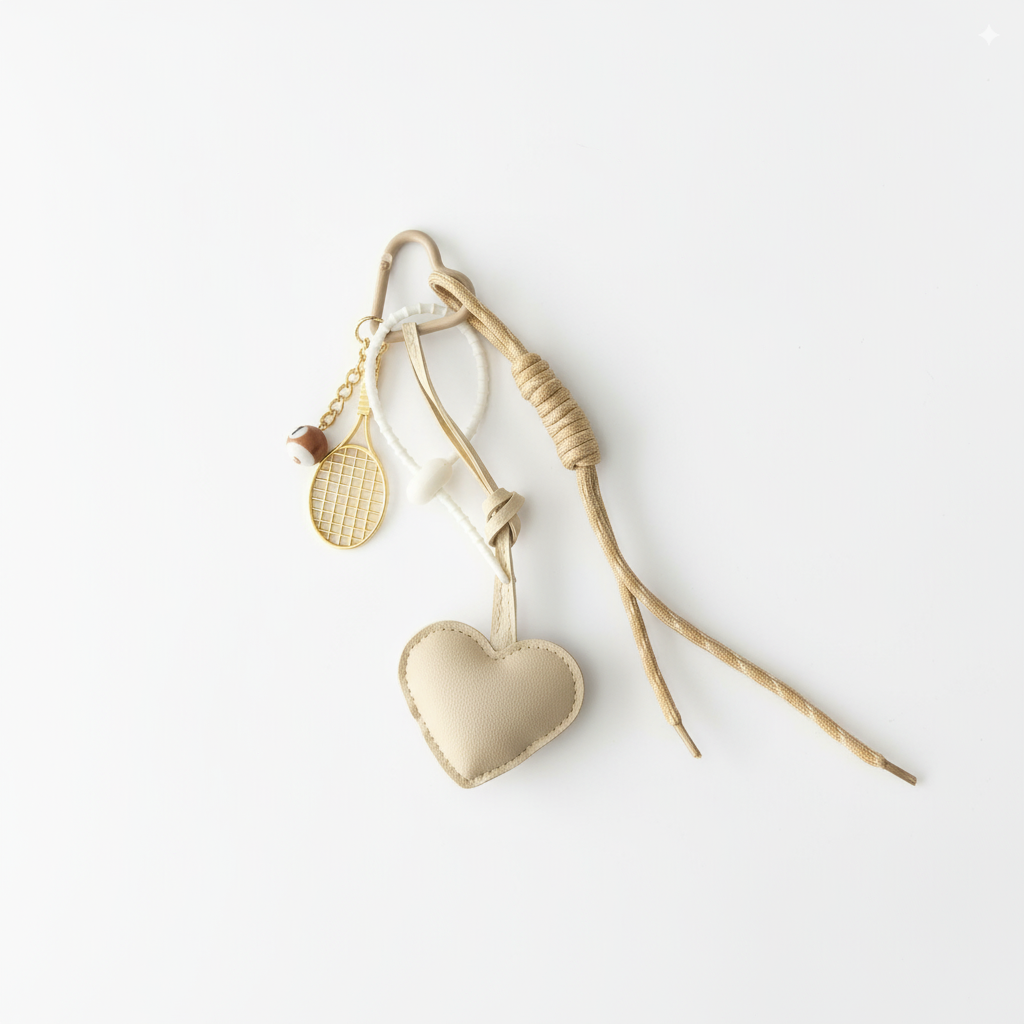 Charm raqueta y corazón blanco