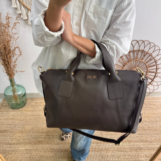 Bolso Bowling de piel marrón