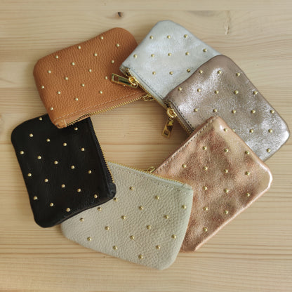1 Monedero piel apliques dorados